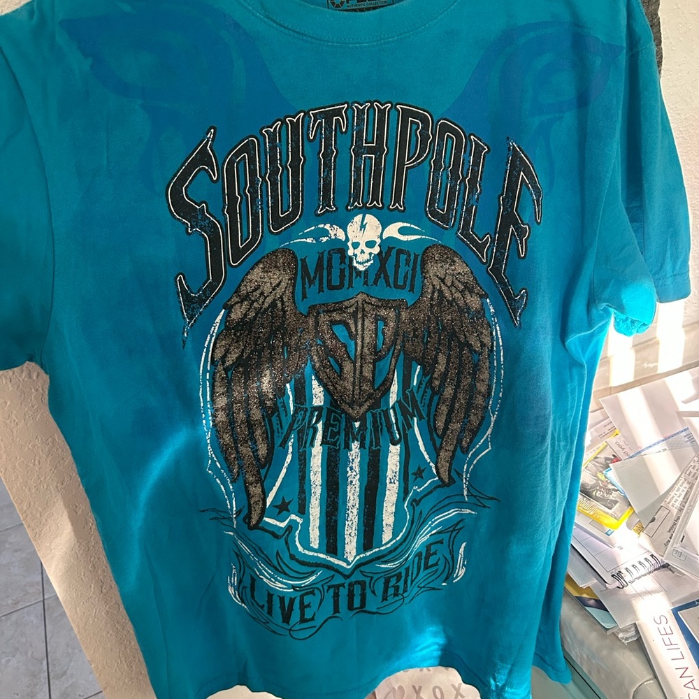 South Pole Men's Blue Graphic T-Shirt
